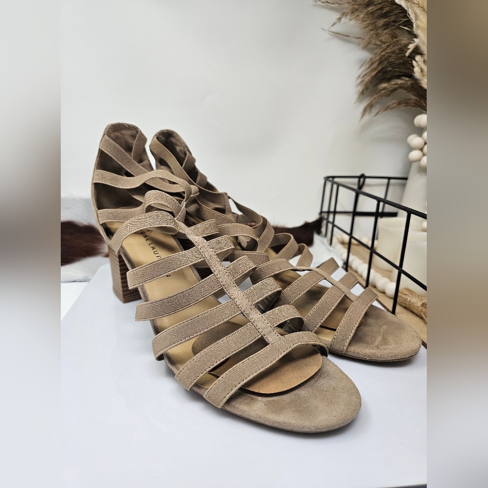 Size 12 Chinese Laundry Women's Z-Jennie Camel Suede Heeled Sandal